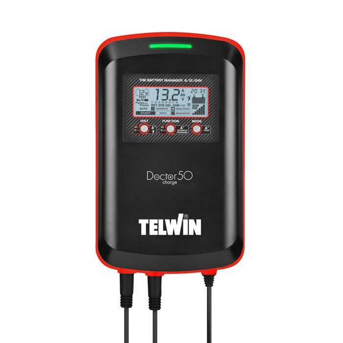 Telwin Doctor battery charger, charge 50 6/12/24V 50A, 600Ah capacity, with clamp cable