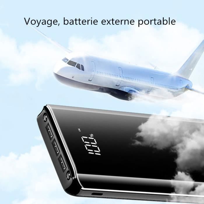 FUNSEE®50000mAh 3USB batterie externe portable ultra-mince powerbank pour tous les téléphones mobiles (Noir)