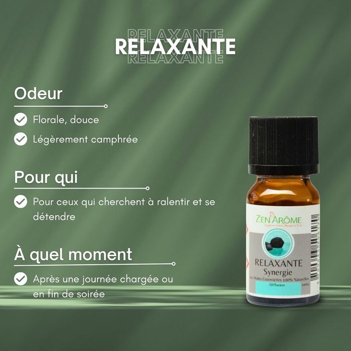 Synergie d'Huiles Essentielles Relaxante – Mélange d'huiles essentielles 100% pures et naturelles – Aromathérapie – 10ml - Zen'Arôme