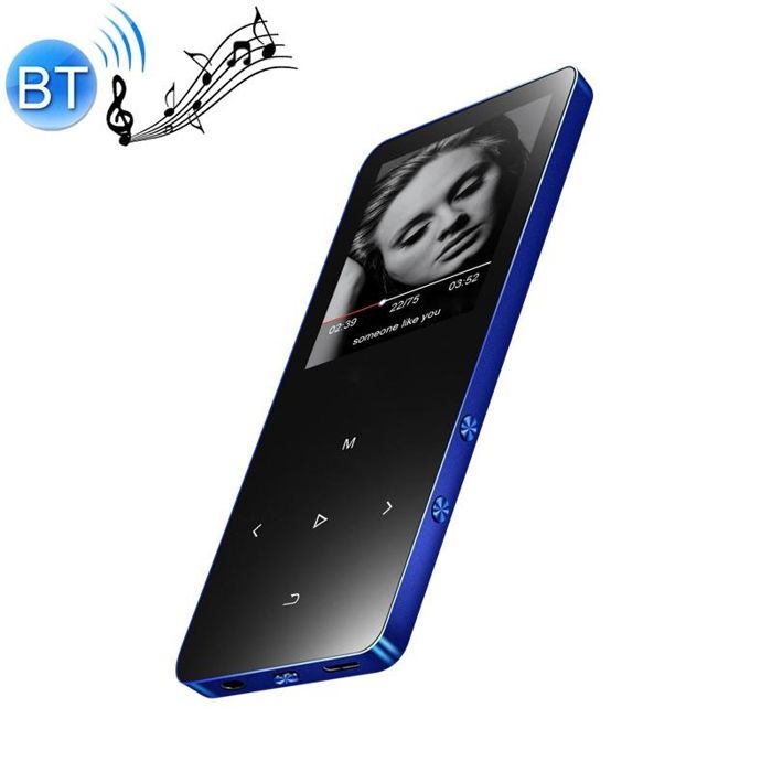 Lettore MP4 Bluetooth HiFi YONIS con touchscreen, 16 GB di memoria, finitura in metallo blu, audio di alta qualità
