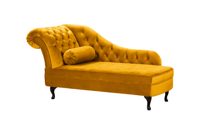 Ropez Chesterfield Pako szezlong lewy welur musztardowy