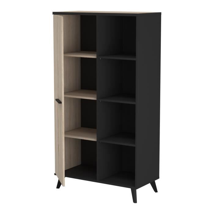Conjunto de salón DEMEYERE: Aparador + Mesa alta + Vitrina - Acabado en roble cepillado - WAYNE