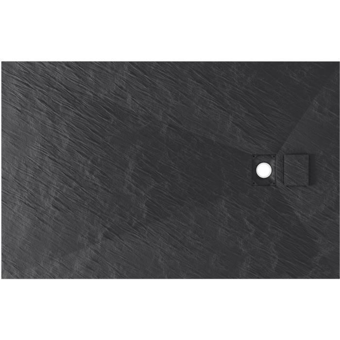 Piatto doccia in resina effetto pietra - AURLANE - 90 x 140 cm - Nero - Pendenza a diamante - Spessore 40 mm