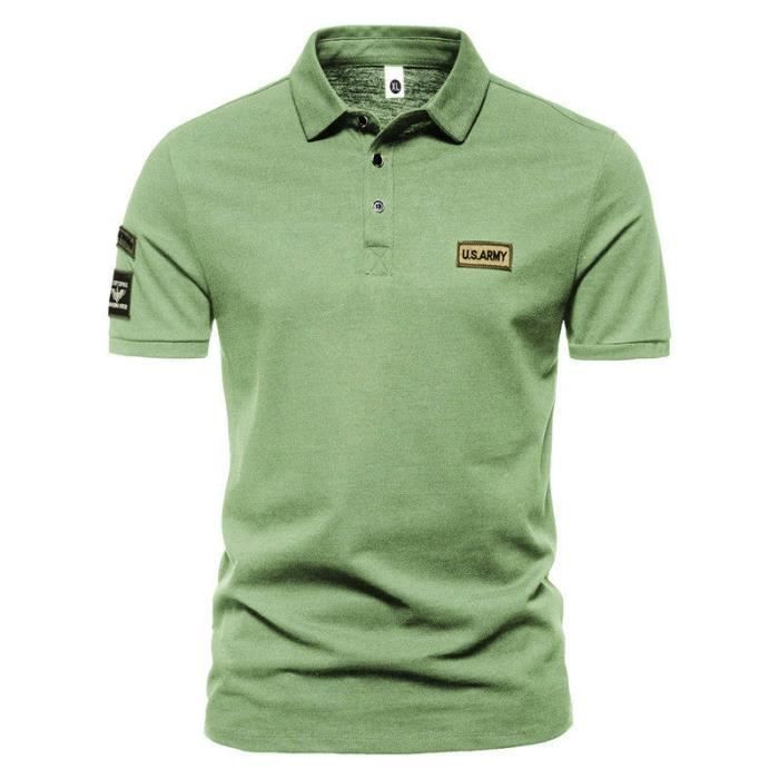 Men's Short Sleeve Polo Shirt, Regular Fit, Casual Summer Top, Contrasting Color, Comfortable - Green