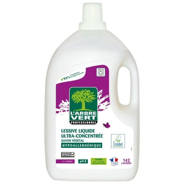 L'ARBRE VERT - Ultra-concentrated Liquid Laundry Detergent, 142 washes - Ecolabel - 5 L