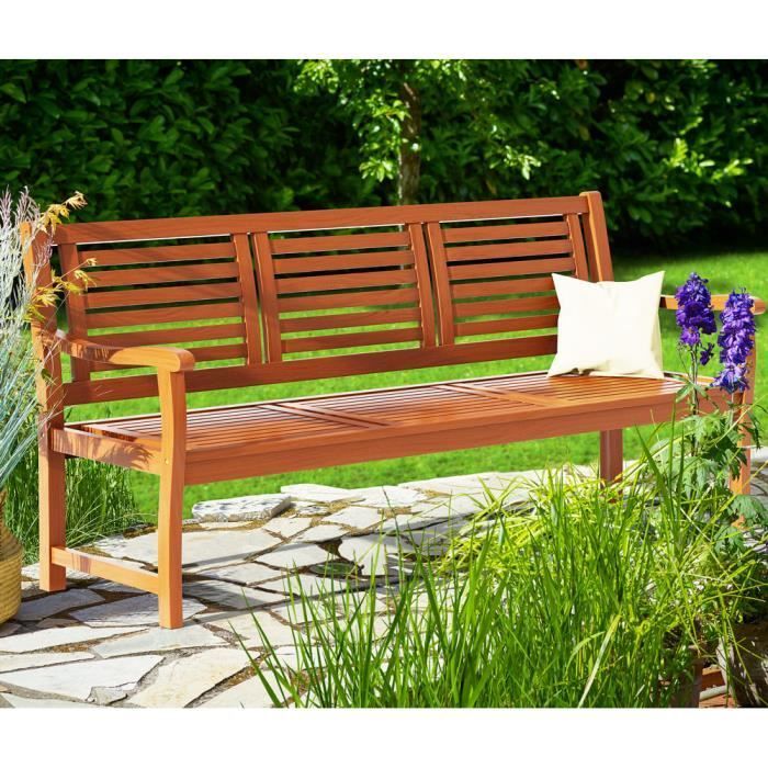 Panchina da giardino DEUBA a 3 posti in legno di eucalipto pre-oliato, certificato FSC®, per balcone, terrazzo, patio