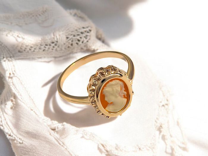 Bague Camé orange Plaqué Or 750/000
