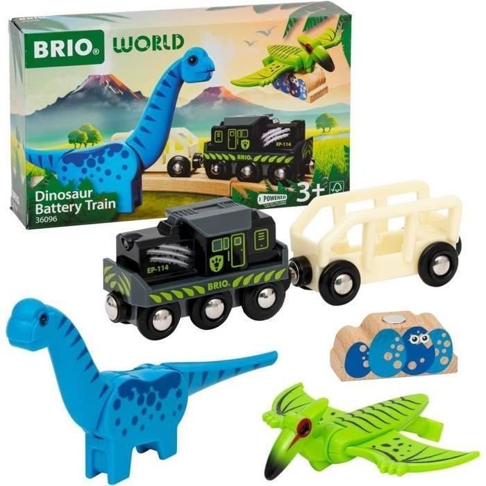 Trenino elettrico a batteria Brio Dinosaur - Dinosauro incluso - per set di trenini in legno - Età 3+ - Brio World - 36096