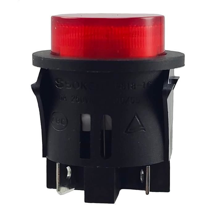 Schalter – TN-5H2P-PZUW – 250 V, 16 A – Rot – 6,3 mm Flachstecker – Ein/Aus mit Verriegelung