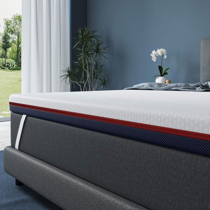 Cubrecolchón INRE de 140 x 190 cm, 8 cm de grosor, espuma viscoelástica de alta densidad, con funda lavable.