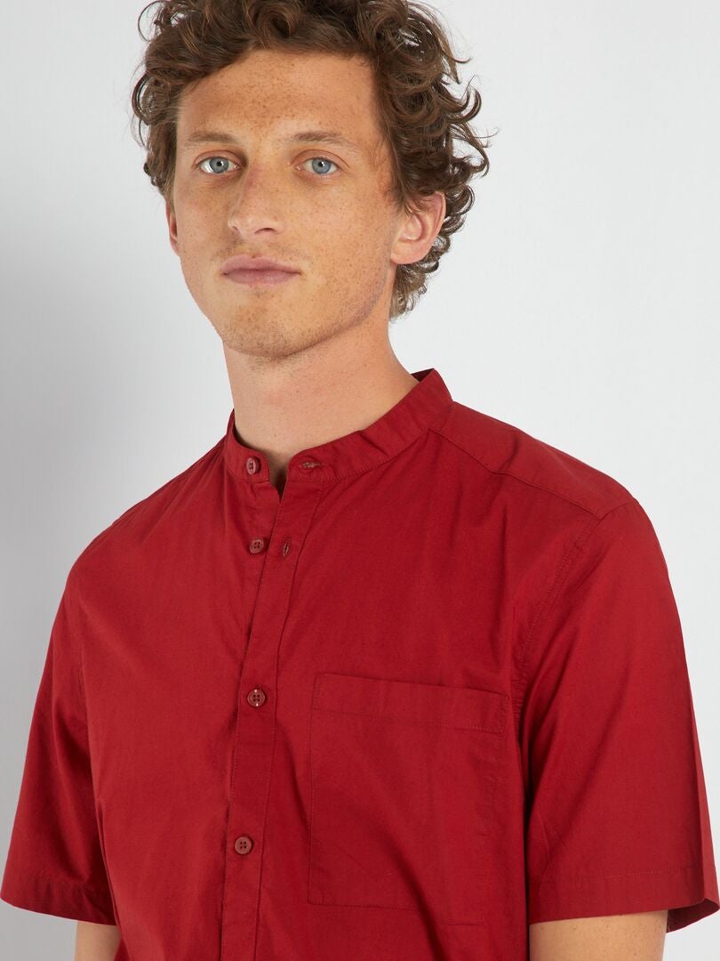 Overhemd met opstaande kraag - ROOD