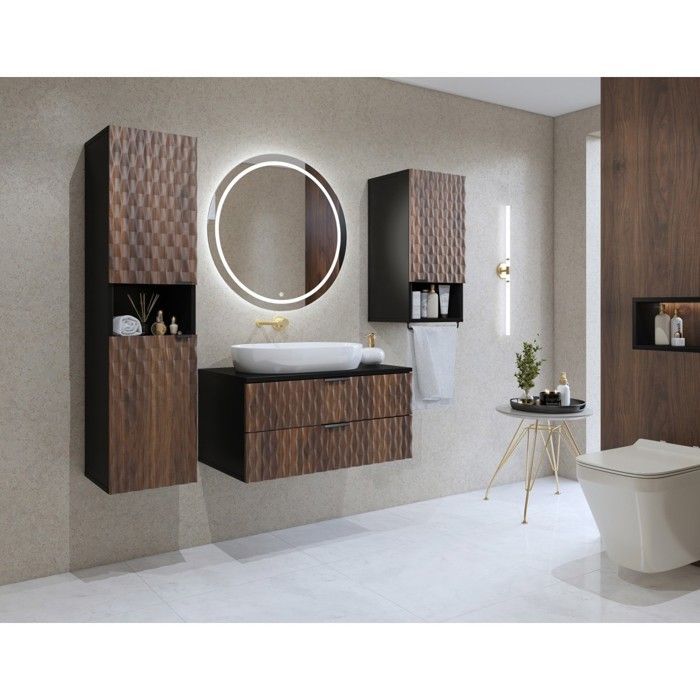 KING 3-piece bathroom furniture set – Dark oak and black – 60 cm