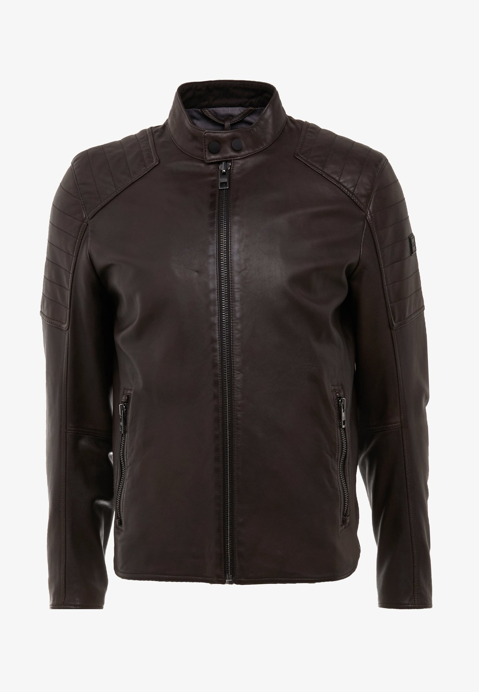 BOSS CASUAL leren jas - donkerbruin