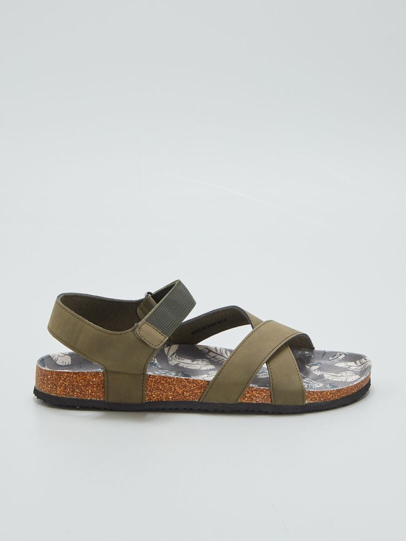 Sandálias com fecho de velcro - Cáqui
