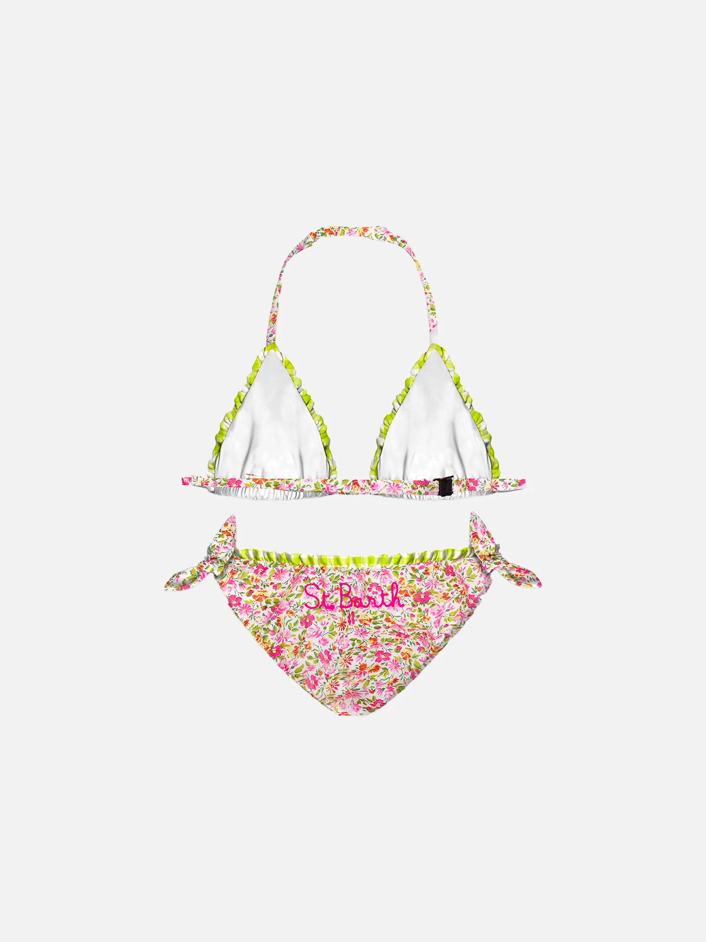 Mädchen-Triangel-Bikini mit Blumenmuster | Aus Liberty-Stoff