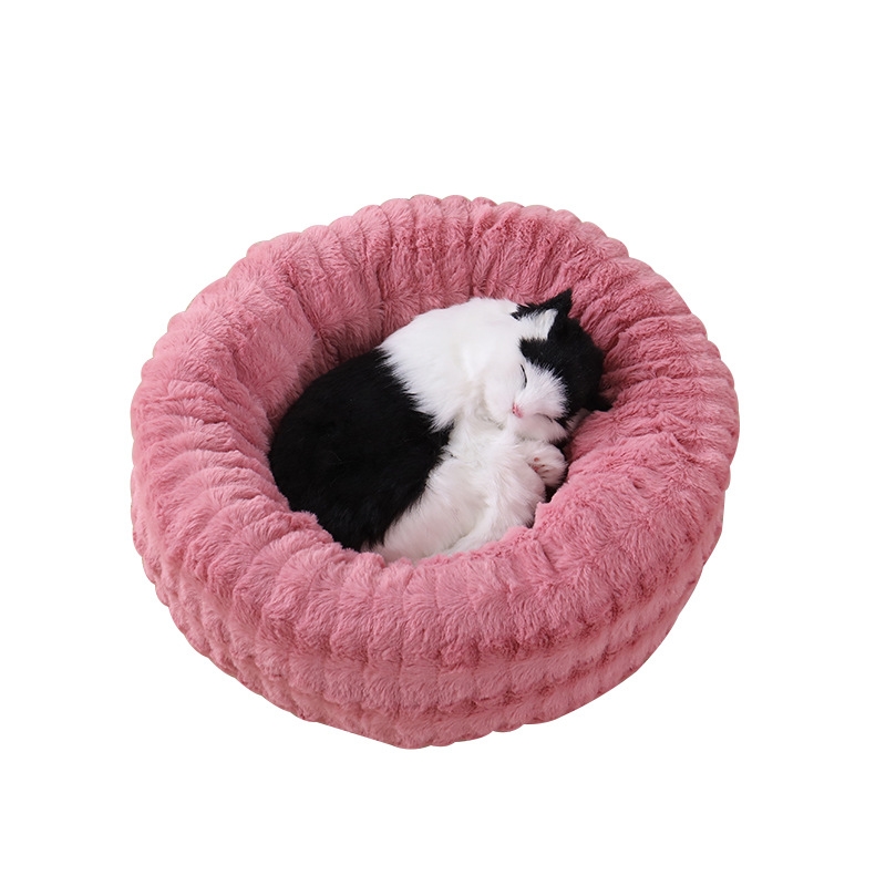 Cat Litter Bed Winter Warm Pet Sleeping Bed House Short Plush Round Bed For Puppy Small And Medium Dogs
