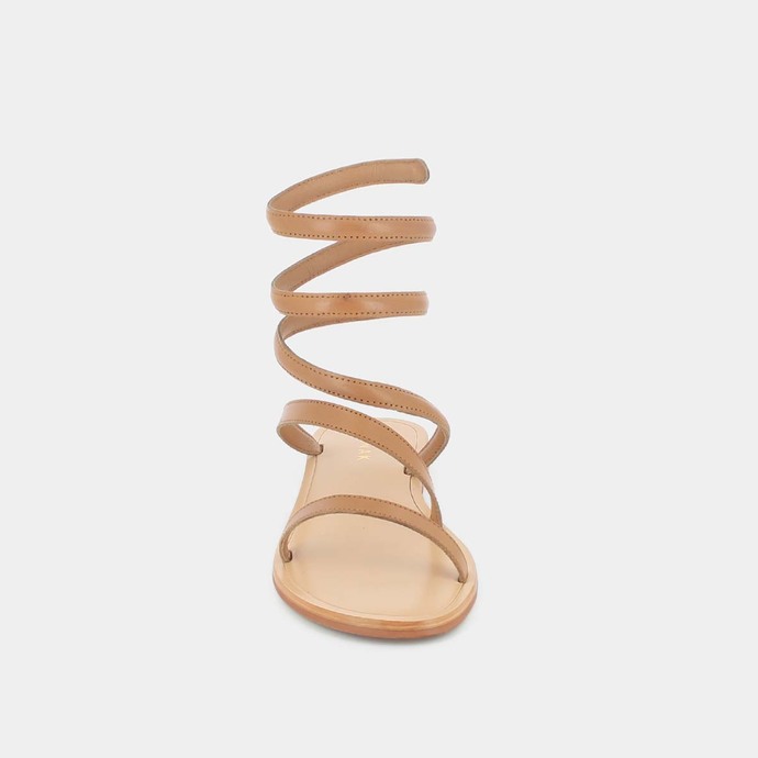 Sandales à brides torsadées  en cuir camel