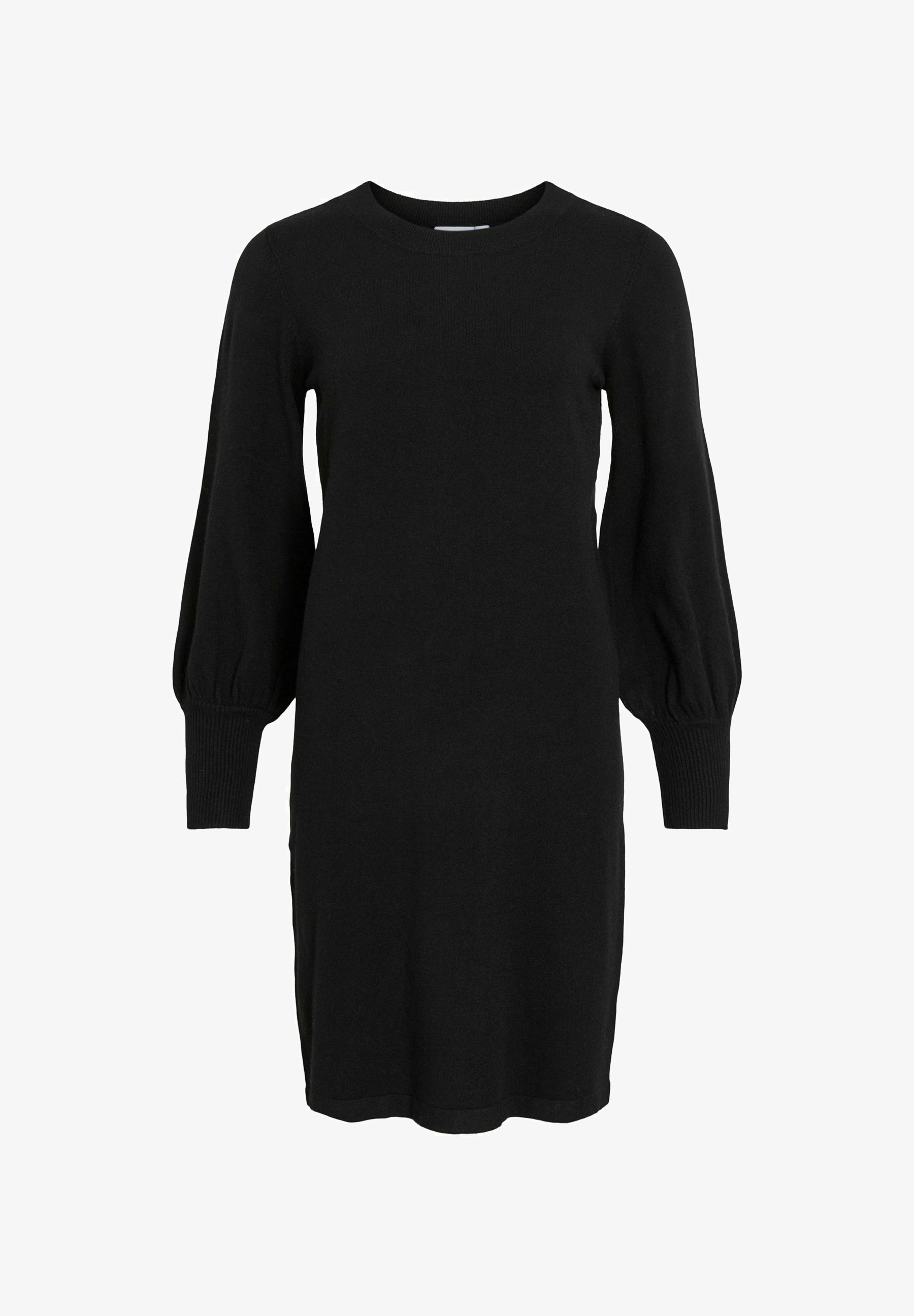 VILA VIKERRY O-NECK NOOS - Svetrové šaty - black beauty