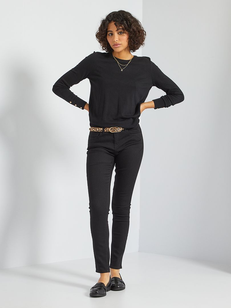 Calça jeans skinny elástica - Preta
