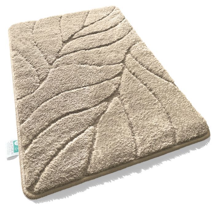Maris Soft Microfiber Bath Mat – Plush Non-Slip Mat with Leaf Pattern, 80 x 150 cm, Ivory