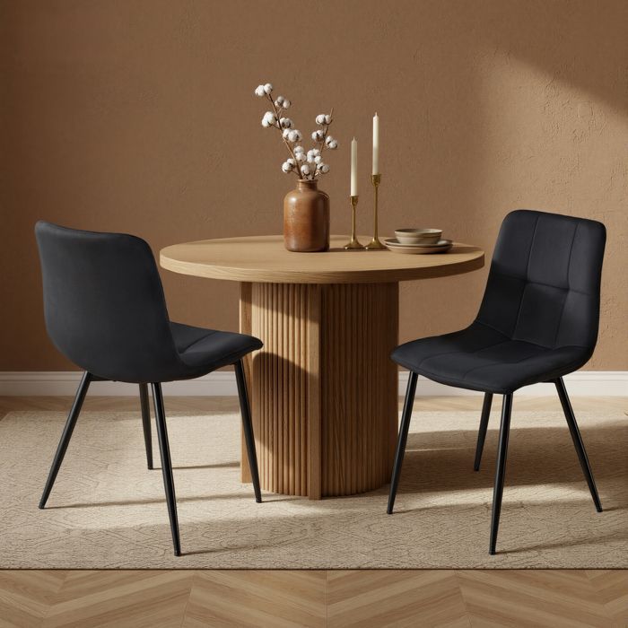 Lot de 4 Chaise de salle à manger, Chaises Rembourrées en Velours, Pieds Réglables, pour Cuisine, Salon, Salle à Manger, Noir
