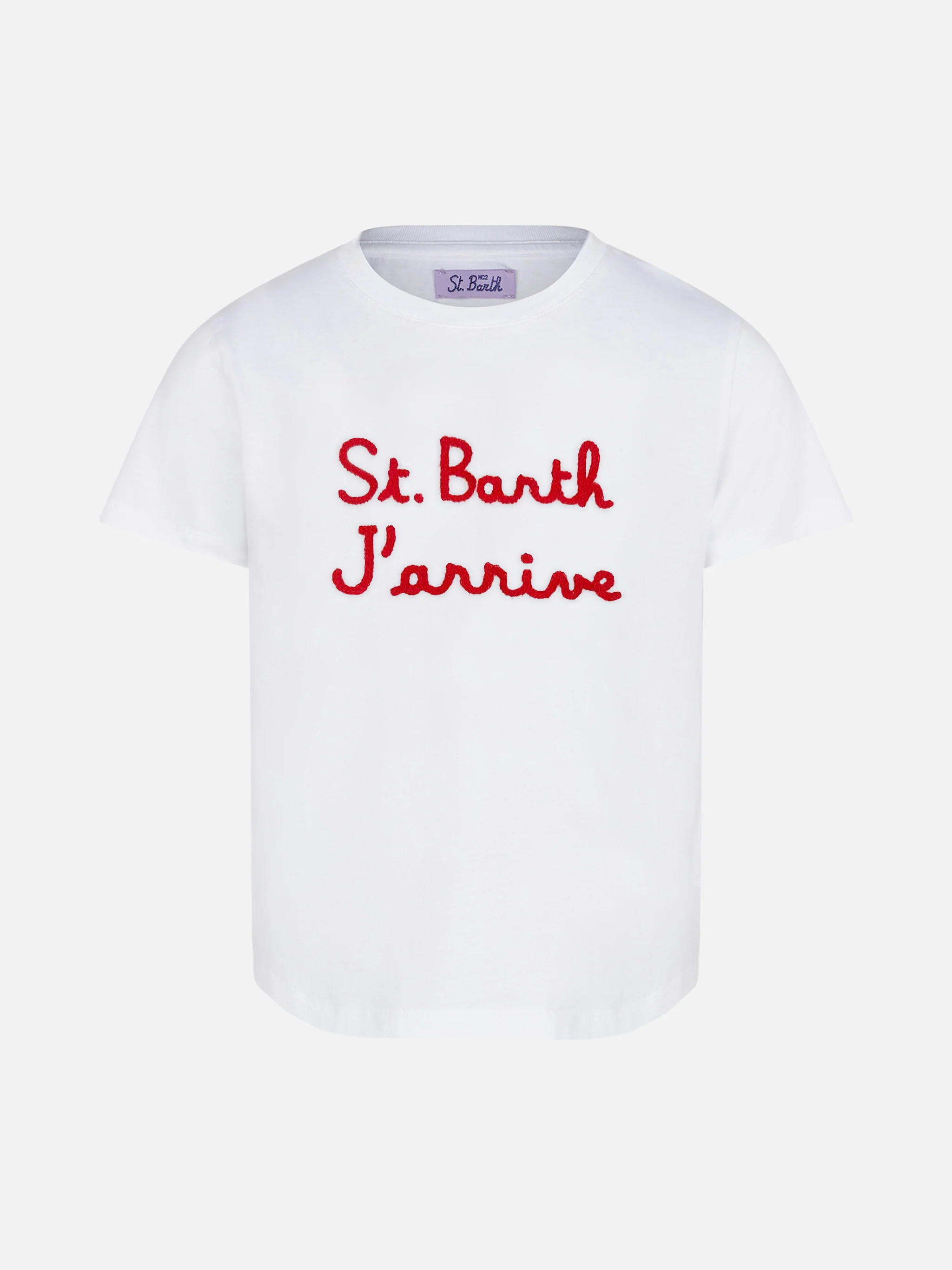 T-shirt da bambina ricamato St. Barth J'arrive