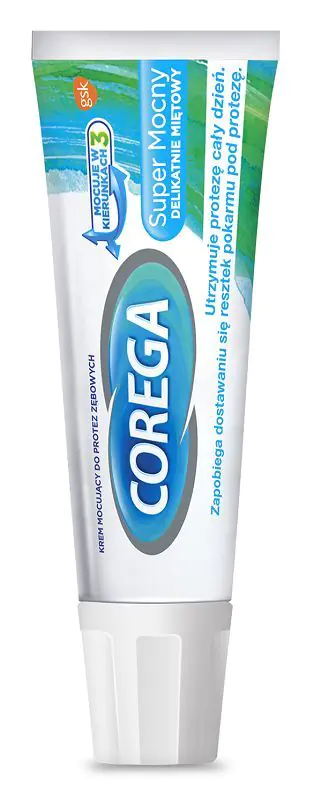 Corega Super Mocny Delikatnie Miętowy, Krem mocujący do protez zębowych