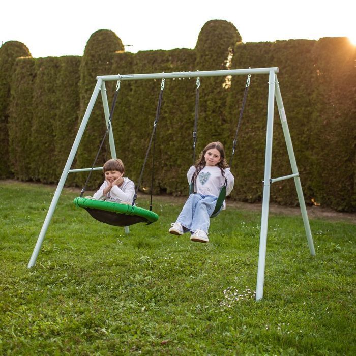 Kinderschaukel – HyperMotion – Doppelschaukel – Höhenverstellbar – Belastbarkeit bis 200 kg – Metall