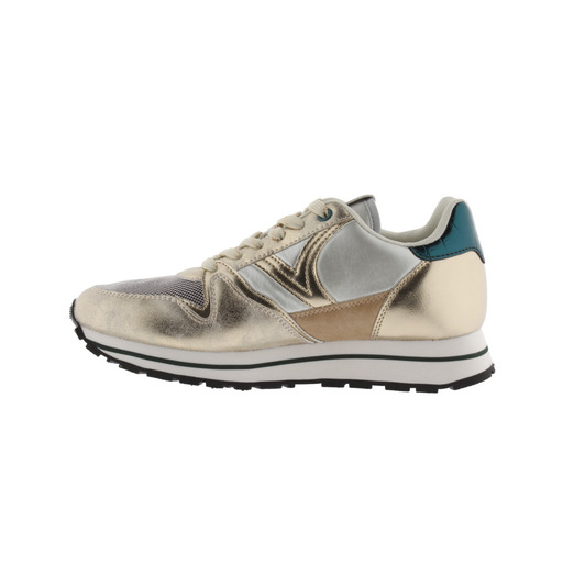 Zapatillas Victoria Cometa Multimaterial Con Piezas Metalizadas Y Cordones En Contraste