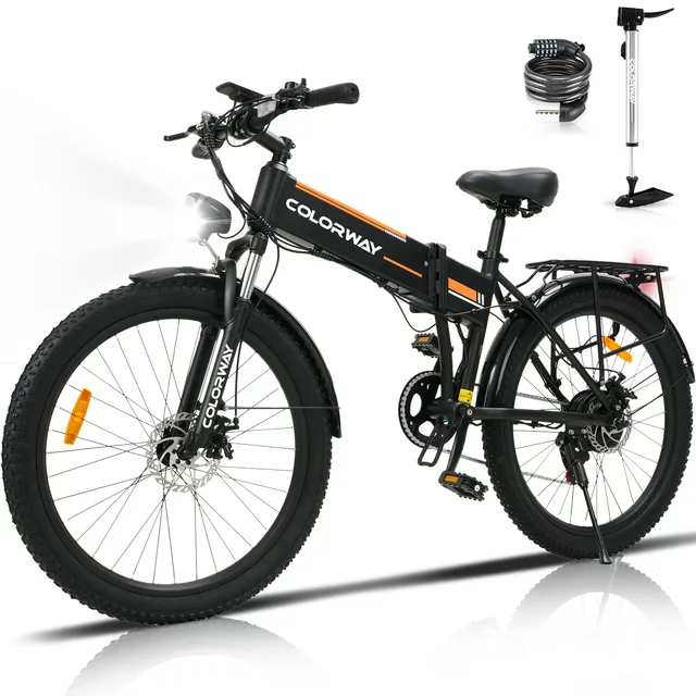 Skládací elektrické kolo COLORWAY 26, vyjímatelná baterie 500 W / 12 Ah / 36 V, lehké hliníkové elektrokolo, maximální rychlost až 19,99 mph