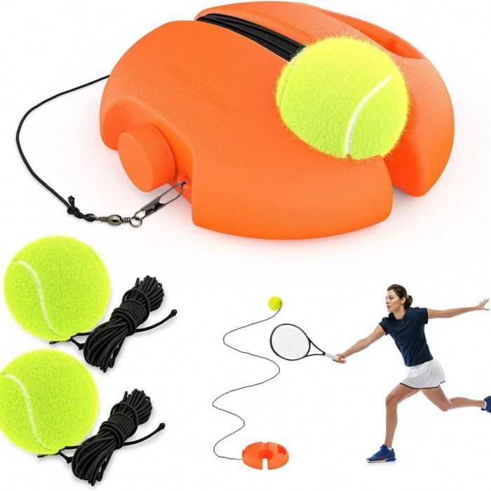 Tennistrainer met 2 tennisballen, tennis trainingsset, tennistrainer, innovatief sportapparaat, oranje