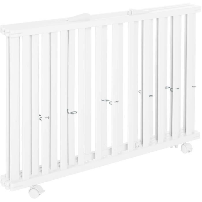 Parque infantil plegable ROBA - LITTLE STARS - 75 x 100 cm - Altura regulable - 4 ruedas con freno - Madera lacada en blanco - Estampado de estrellas