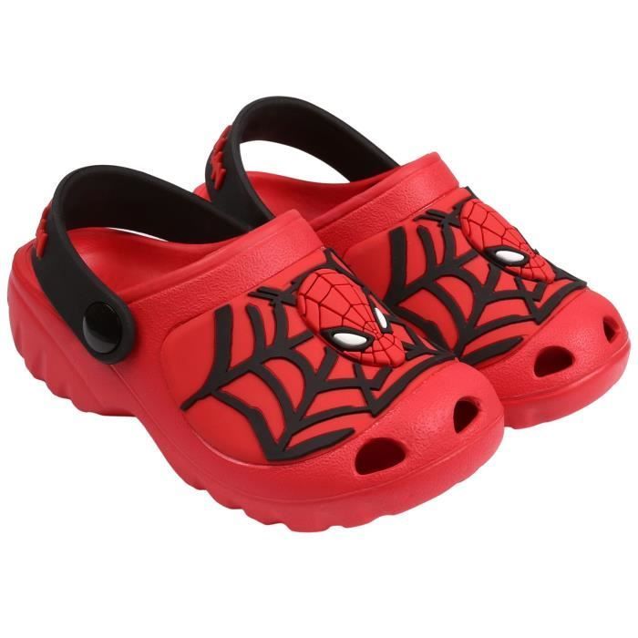 Red SpiderMan Garden Flip-Flops for Children - Marvel - Black Spider Web Pattern