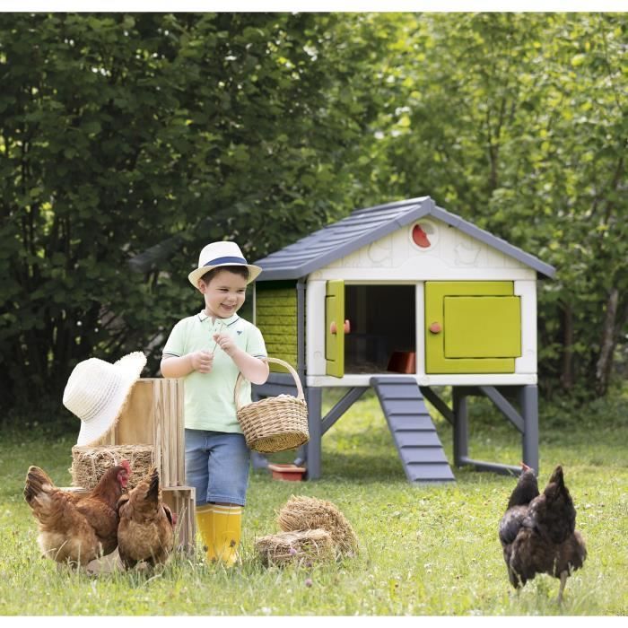 Smoby - Cot Cot Cottage - Pollaio in plastica - Capacità per 5 galline - Facile da pulire - Resistente ai raggi UV - Prodotto in Francia