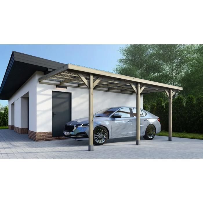 Carport, car shelter 3x5.24 m - 15 m2 - PVC roof - CAR7-2PVCTR