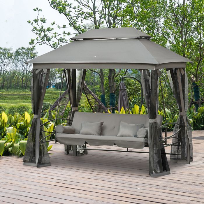 Outsunny - Balancelle - Acier - 232x149x245cm - Gris