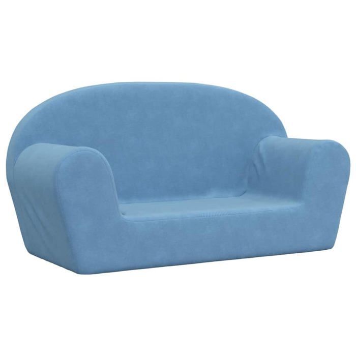 2-seater children's sofa - vidaXL - Blue - Soft plush - Removable cover - Thick foam