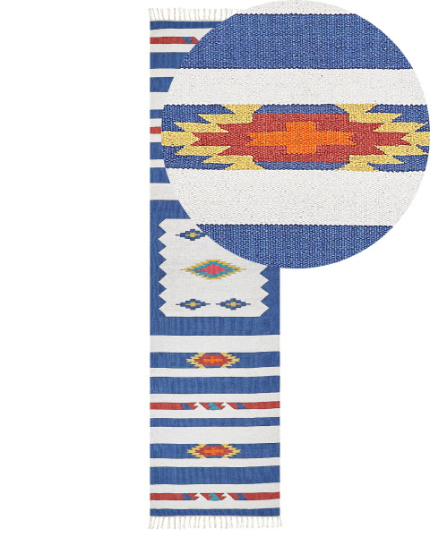 Dywan bawełniany kilim 80 x 300 cm wielokolorowy