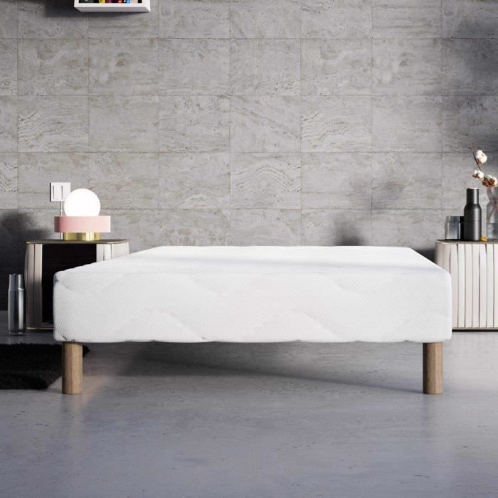 Base de cama tapizada de 90 x 190 cm + 4 patas