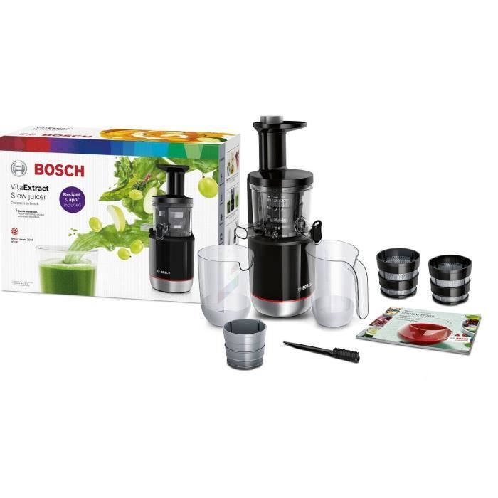 Juicer - BOSCH - MESM731M VitaExtract - Black/Stainless Steel - 150 W - 1 Speed + Reverse - Safety System on the Lid