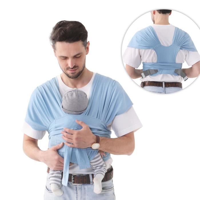 Portabebés tipo fular - Portabebés ligero estilo canguro - Arnés de pecho - Azul