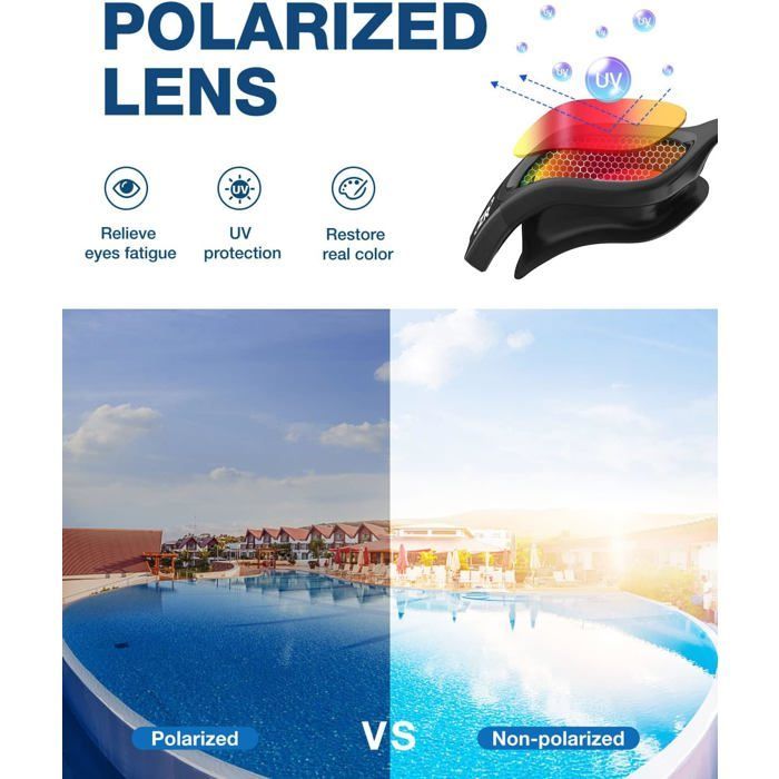 Polarized swimming goggles for men and women, anti-fog, 100% UV protection, diving goggles - Light-All Black Red