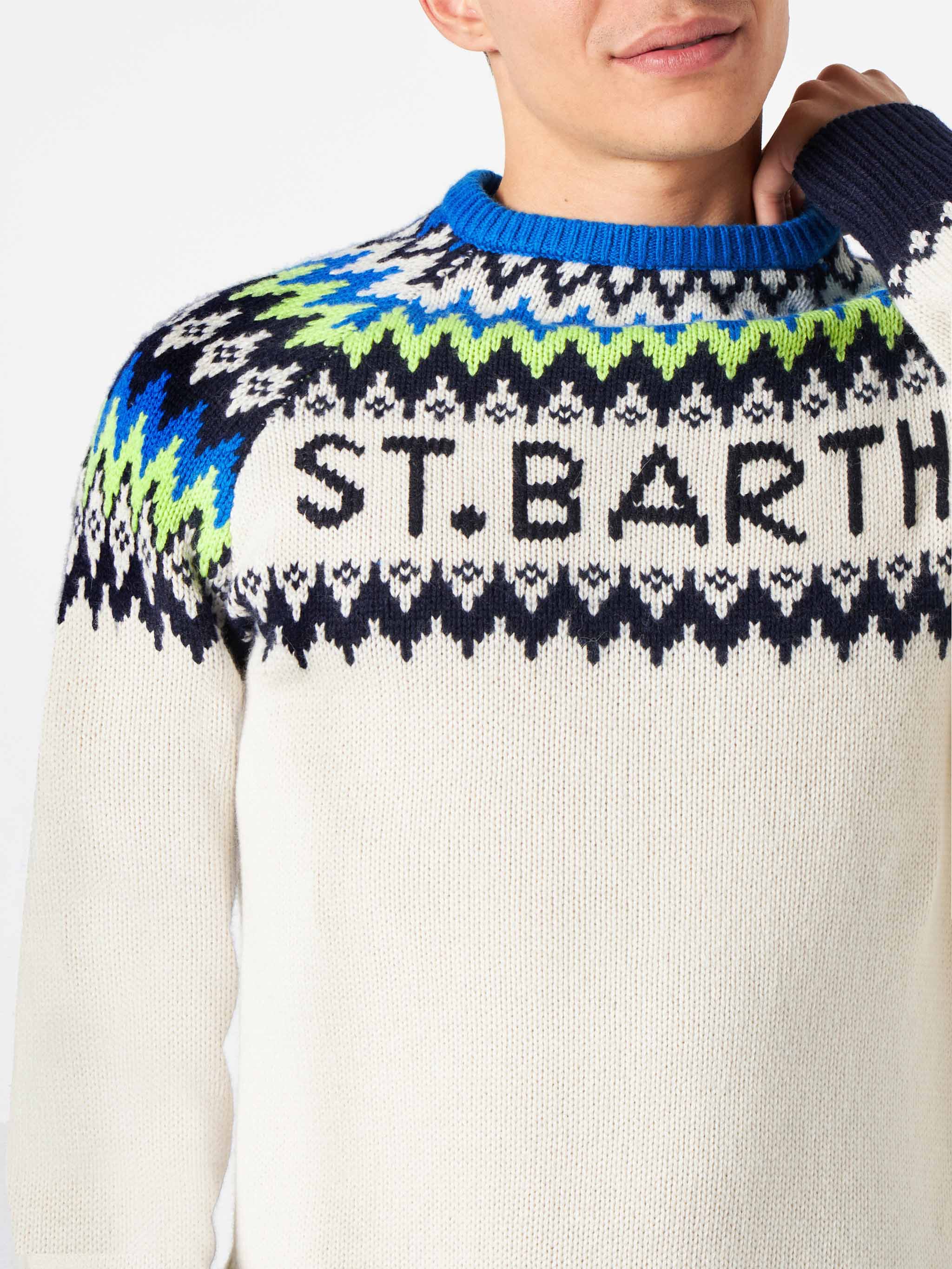 Maglione da uomo garzato con jacquard islandese