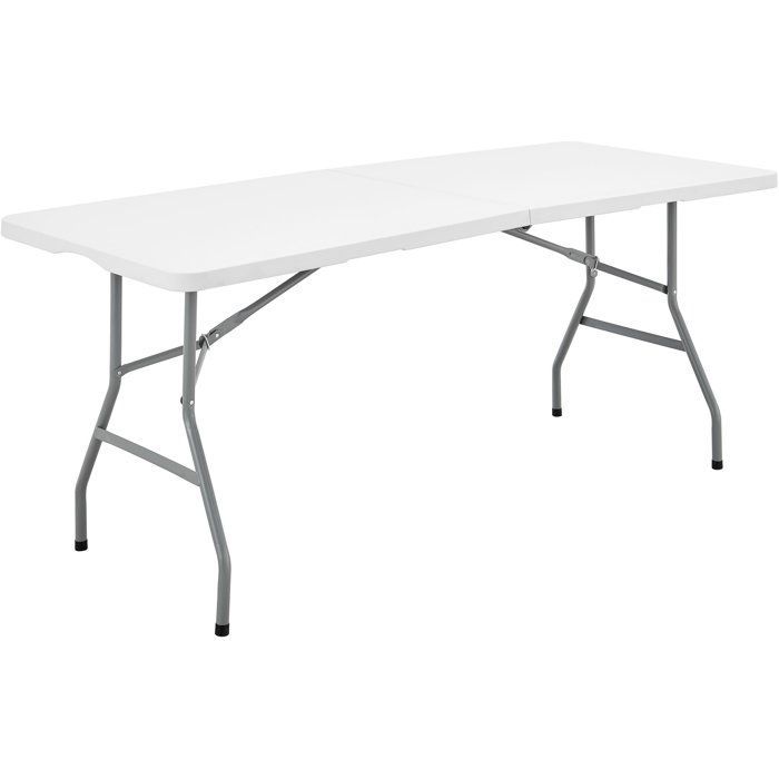 Mesa de recepción plegable - TERRANOVA - Blanca - Estructura de acero y tablero de polietileno HDPE - 8 personas - 180 x 74 x 73,5 cm