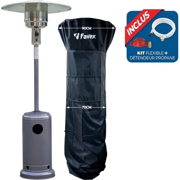 FAVEX Gas Terraskachel - Grijs - 13 kW - Inclusief hoes en aansluitingen
