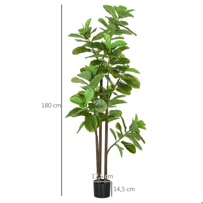Lot de 2 plantes artificielles - HOMCOM - figuiers - avec pot - texture naturelle - hauteur 180 cm - pour décoration