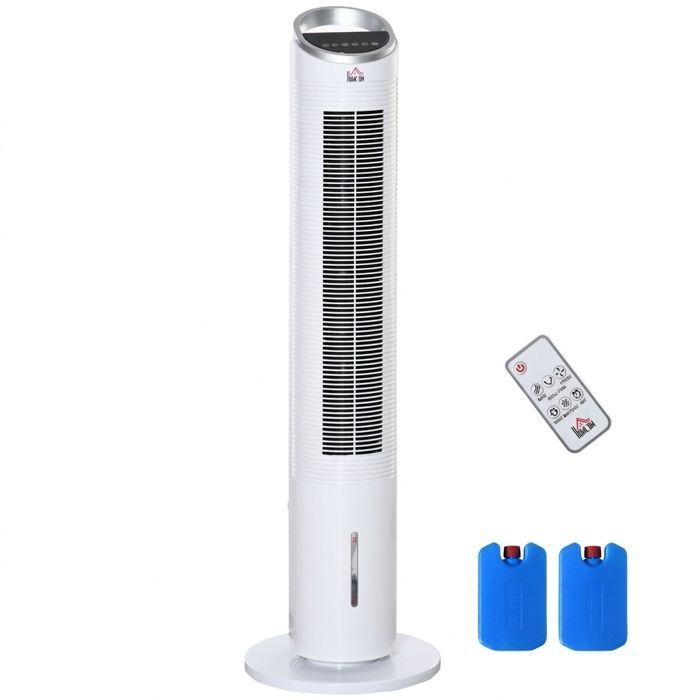 Rafraîchisseur d'Air 3-en-1 Ventilateur Colonne Silencieux Refroidissement par Eau Humidificateur 60W Télécommande Minuteur 8h