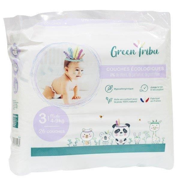 Green Tribu Eco-Friendly Diapers - Size 3 - 4-9 kg - 26 Count