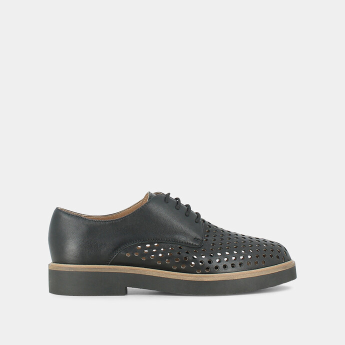 Derbies perforées  en cuir noir