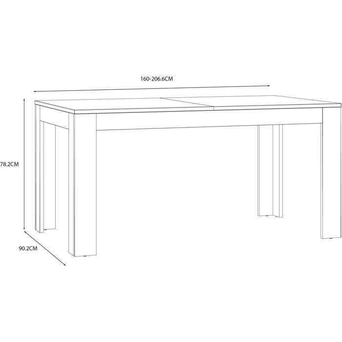 BOHOL Uitschuifbare eettafel – Wit & Hout – Geschikt voor 8 personen – Uitschuifbaar van 160 tot 206,6 cm × B 90,2 cm × H 78,2 cm